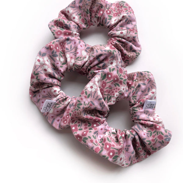 Chouchou Fleurs vieux rose