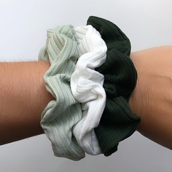 Chouchou slim sauge, blanc ou forêt accessoire cheveux scrunchie
