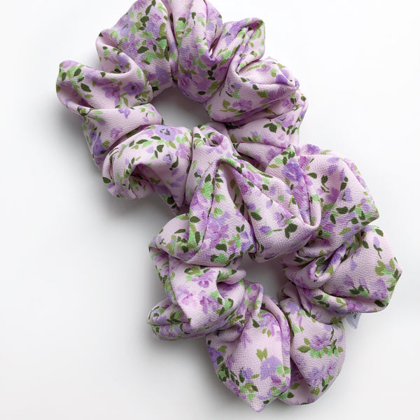 Chouchou en Chiffon Mauve fleuri
