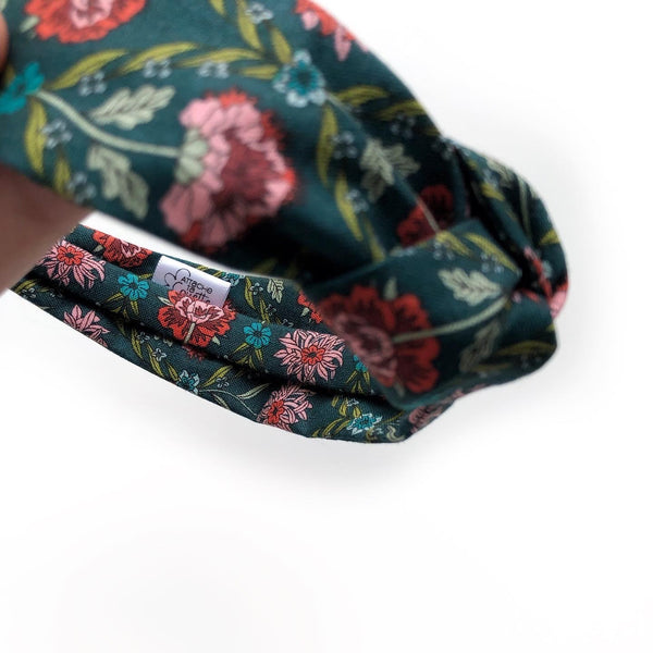 Passe pour cheveux Pied-de-poule ou Fleurs fond Vert