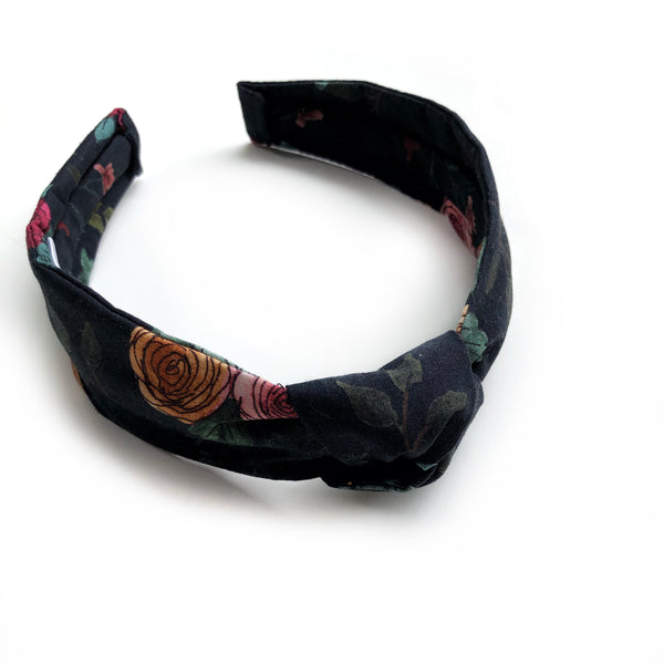 Passe pour cheveux Fleurs Rosettes fond noir