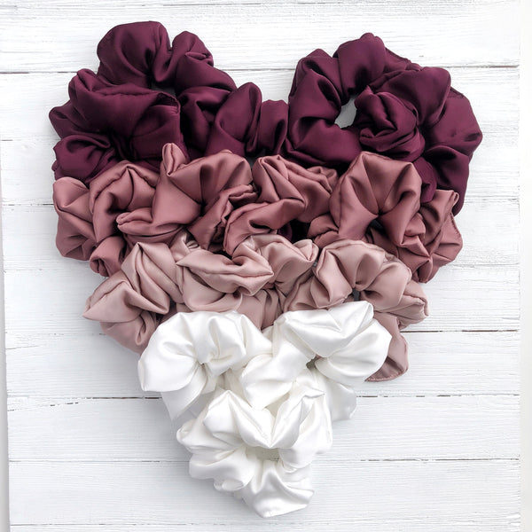 accessoire cheveux, élastique chouchou satin scrunchie fait au Québec